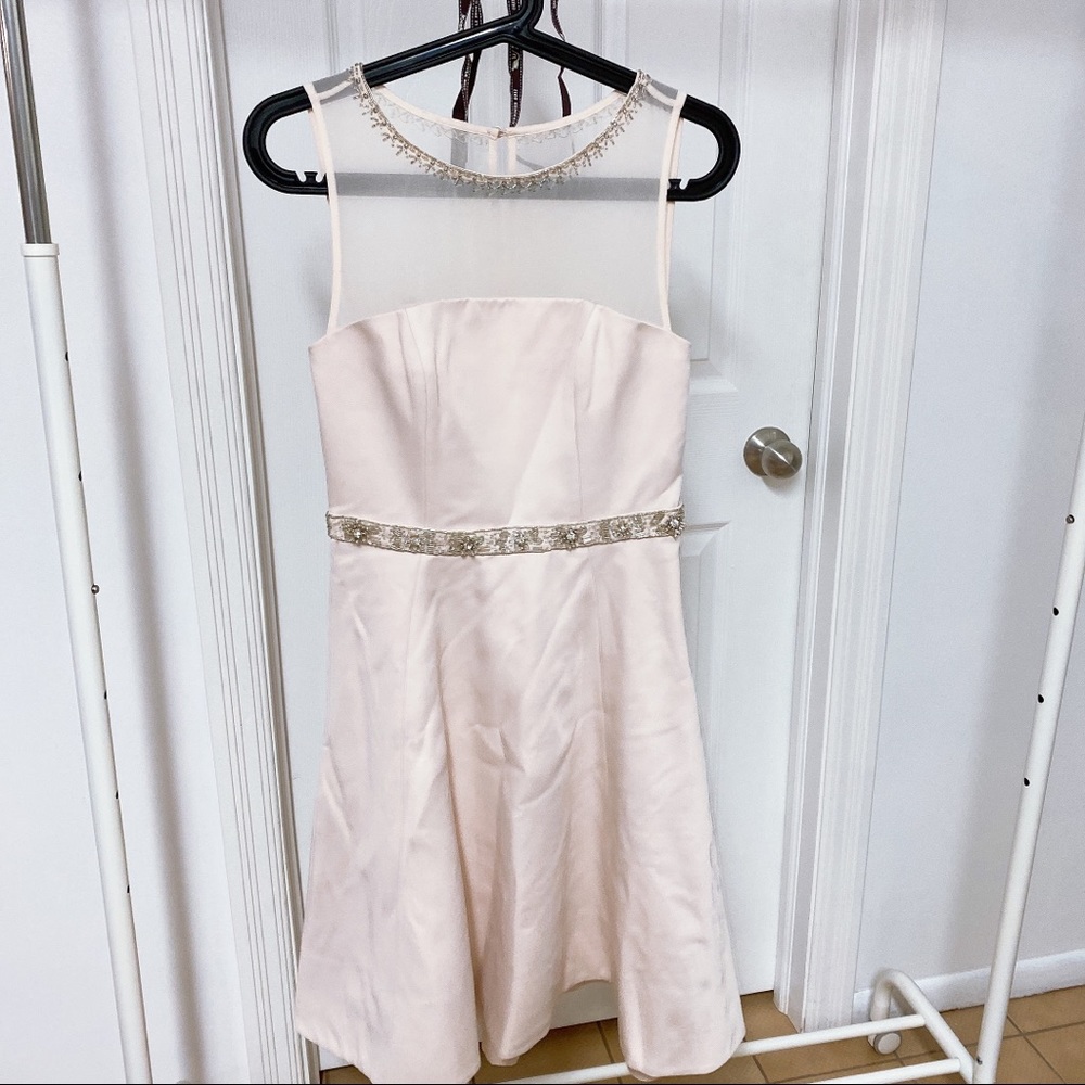 Sequinned Blush Pink Satin Prom Dress